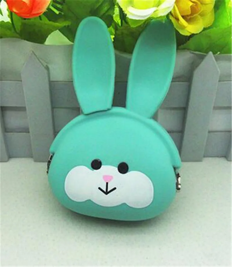 blue bunny Кошельки с персонажами мультфильмов, новинка, трехмерный Пингвин, сова, кролик, силиконовый кошелек, креативные Чехлы для ключей, милые детские сумки для девочек и девушек - Цвет: blue bunny