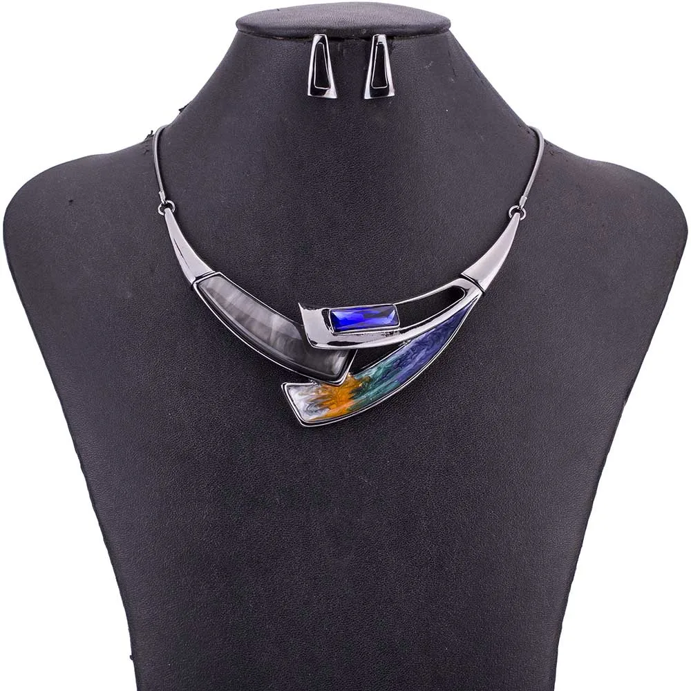 MS1505039 High Quality Jewelry Sets Lead&ampNickle Free Choker Necklace Rosegold Plated Woman's Earring Set | Украшения и
