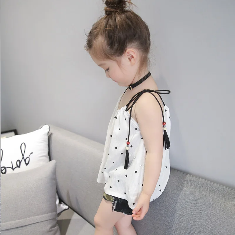 Hurave/2019 детские блузки топы для девочек топ в горошек детская рубашка Vestidos летняя