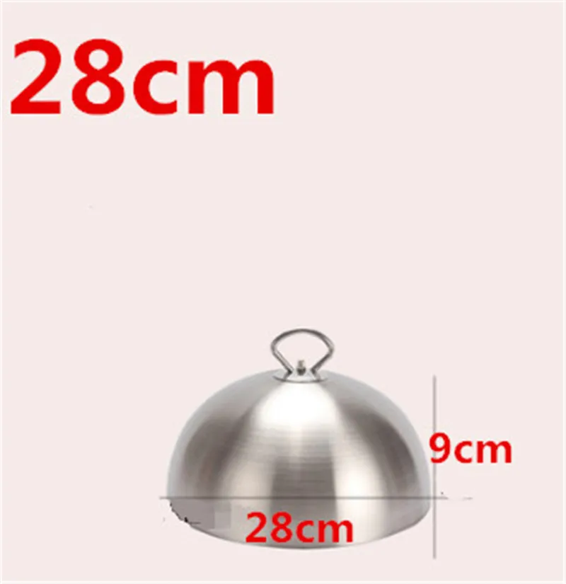 Silver 28xH9cm Крышка из нержавеющей стали, круглая Золотая Крышка для стейка, западный стиль, без магнита, крышка для сковороды, повышающая рост, Корейская Крышка для барбекю, котелок для барбекю - Цвет: Silver 28xH9cm