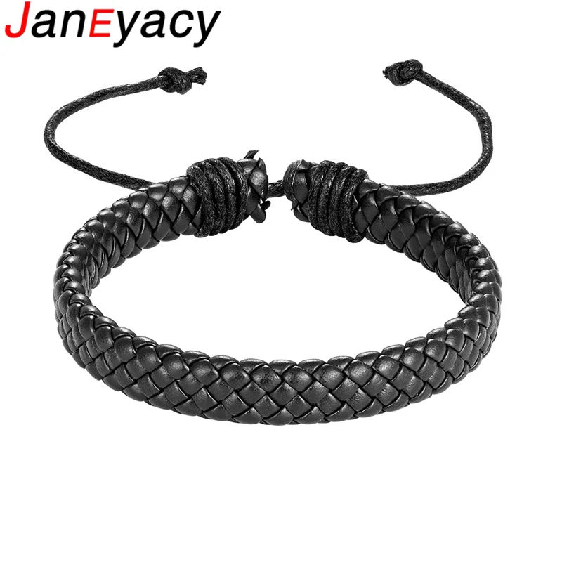 

1Pcs fashion Punk Braided Leather Bracelet Bangle Men Accessories homme Jewelry Black Color Women Bracelets Pulseira