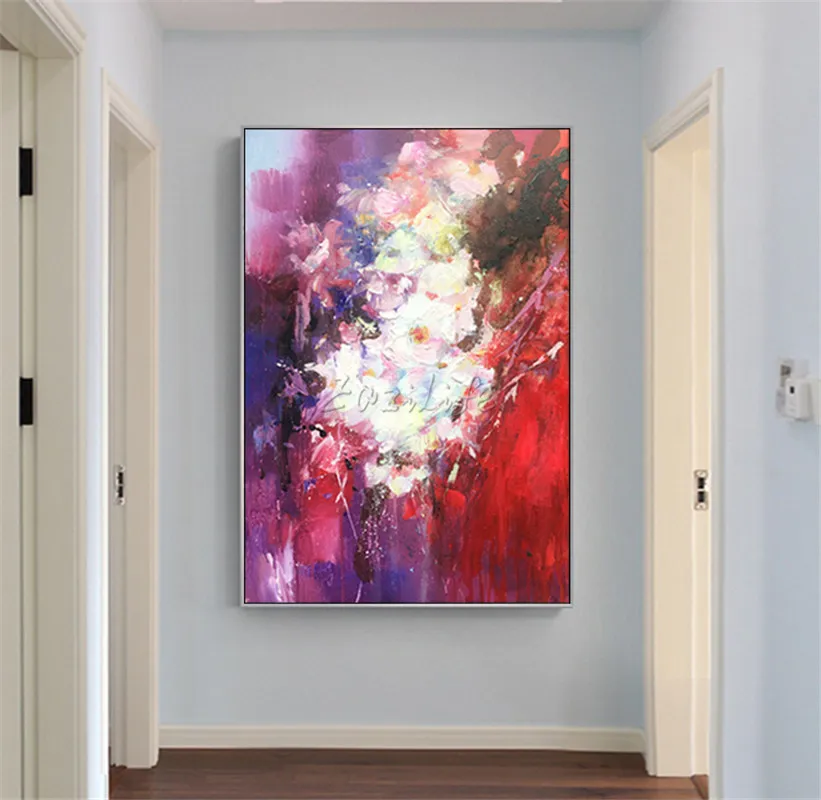 

Canvas oil painting caudros decoracion palette knife texture acrylic white flower Wall art Picture For Living Room Home Decor90