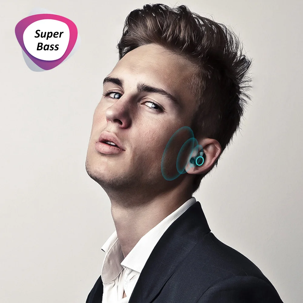 Ralyin беспроводными bluetooth-наушниками с 3000 мА · ч зарядный Чехол спортивные TWS стерео blueooth наушники сенсорная кнопка гарнитура