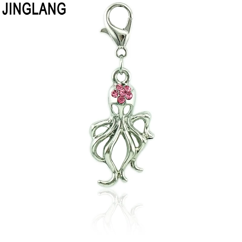 JINGLANG модные подвески серебряного цвета со стразами Осьминог Омар застежка