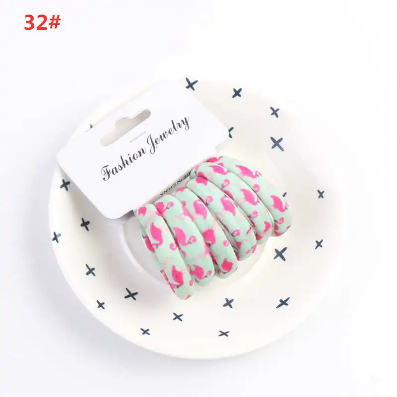 style 32 6 шт./комплект, милые эластичные резинки для волос для девочек, трикотажные резинки для волос, резинка для волос, резинки для волос - Цвет: style 32