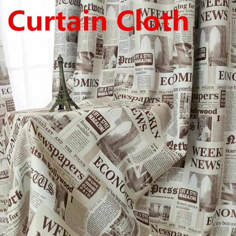 Curtain Cloth 1 Английская газета печатная вуаль окна экран пряжа панель для современной простой гостиной кухни Шторы из тюля, ткань T& 227#20 - Цвет: Curtain Cloth 1