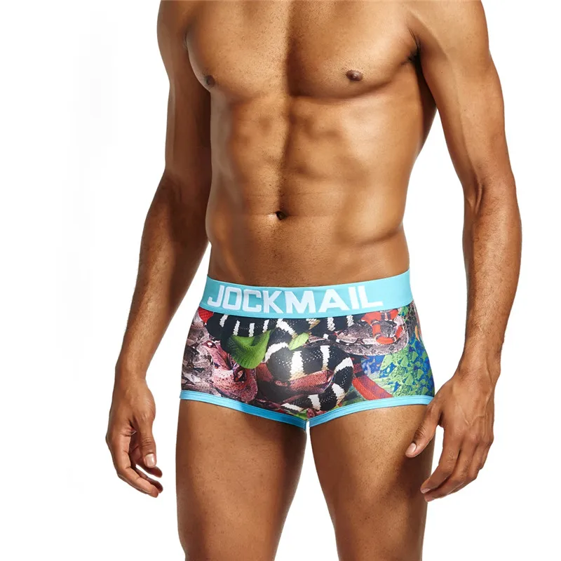 JOCKMAIL, фирменные боксеры со змеиным принтом, calcinha ANACONDA, мужское сексуальное нижнее белье, calzoncillos hombre, боксеры marca cueca, трусы