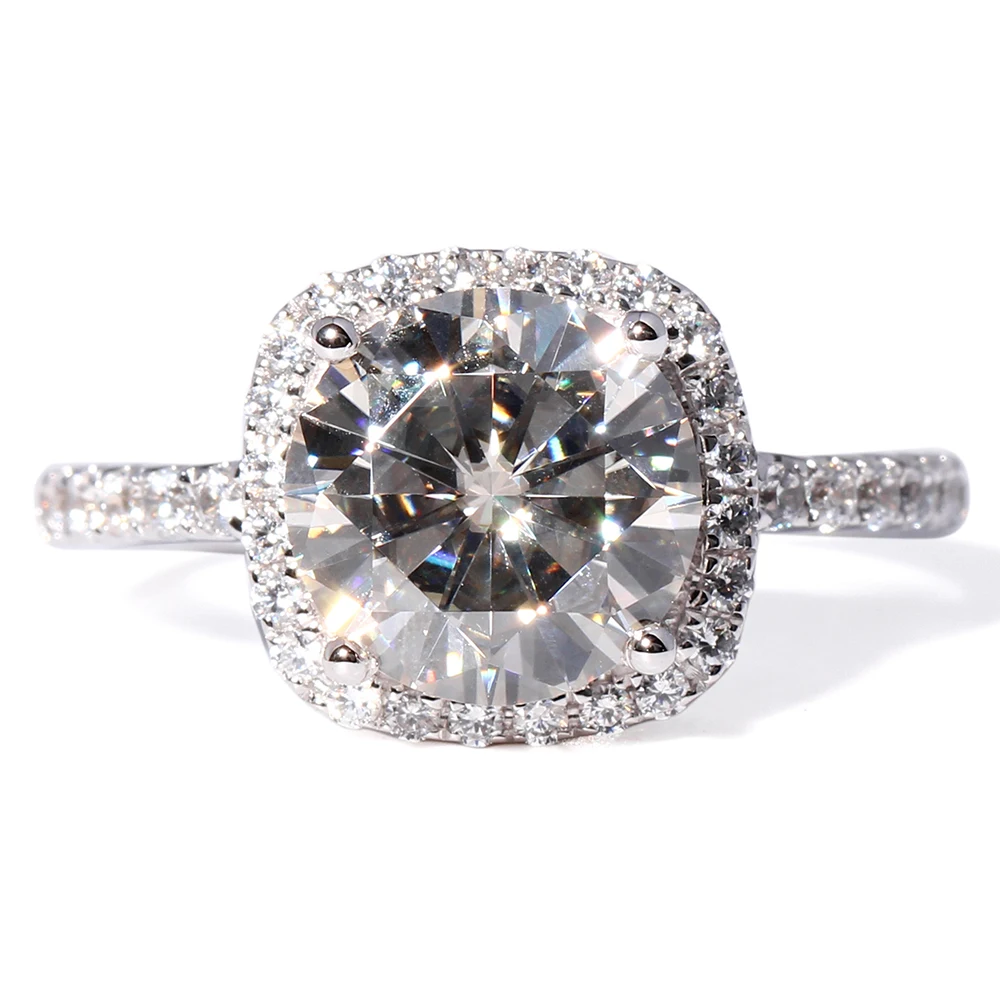 DovEggs 14K 585 Белое золото центр 3ct центр 9 мм F цвет Moissanite алмаз обручальное кольцо со светлым окаймлением обручальное кольцо Набор для женщин 3 шт