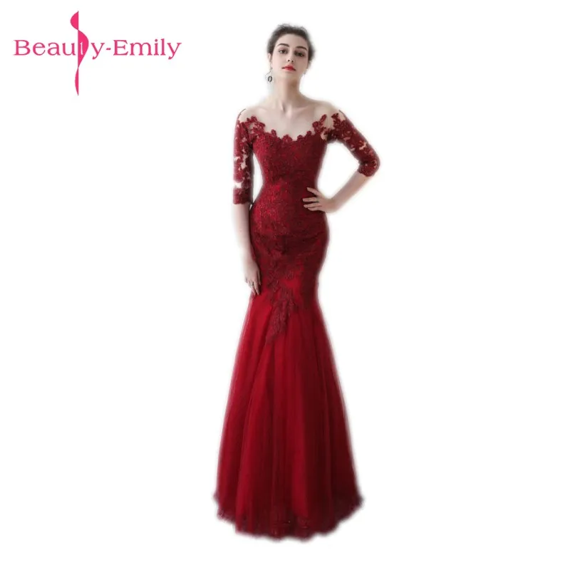 Длинное Вечернее Платье Beauty Emily элегантные кружева с русалочкой 2020|Вечерние