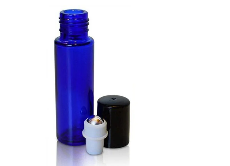 

High quality 500/lot 10ml cobalt blue glass roll on bottle Perfume roll-on bottle with plastic lids essential oil use