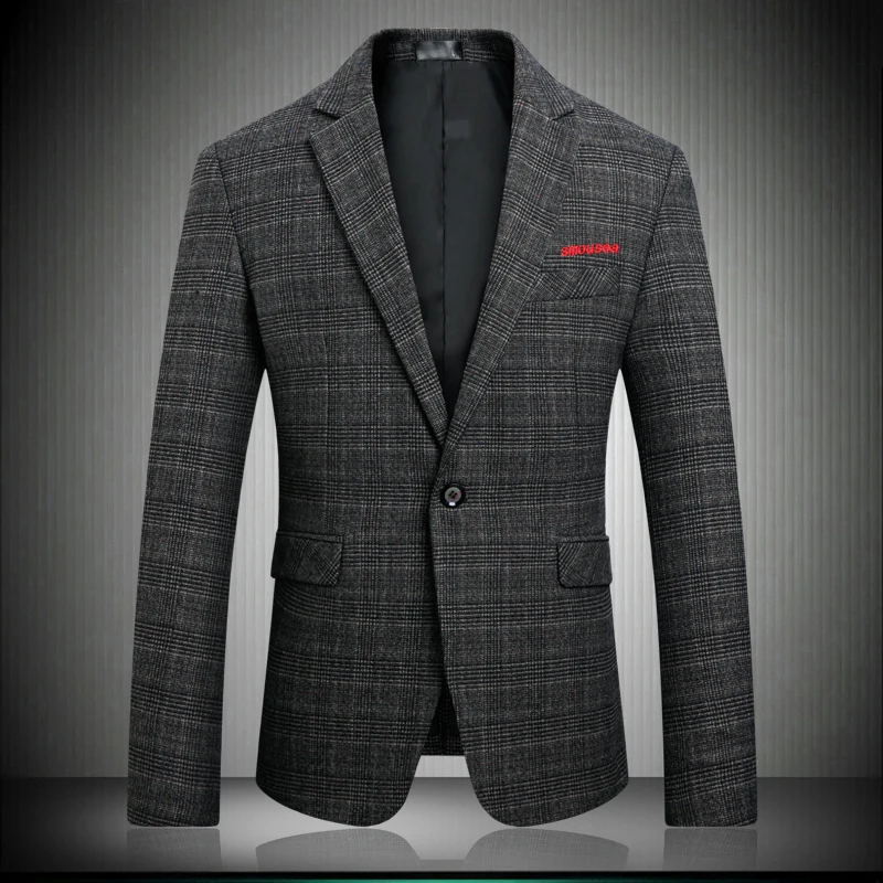 

High Quality Plaid Casual Suits Jackets Men Slim Fit Suits Blazers New Male Smart Leisure Suits Jackets And Coats Large Size