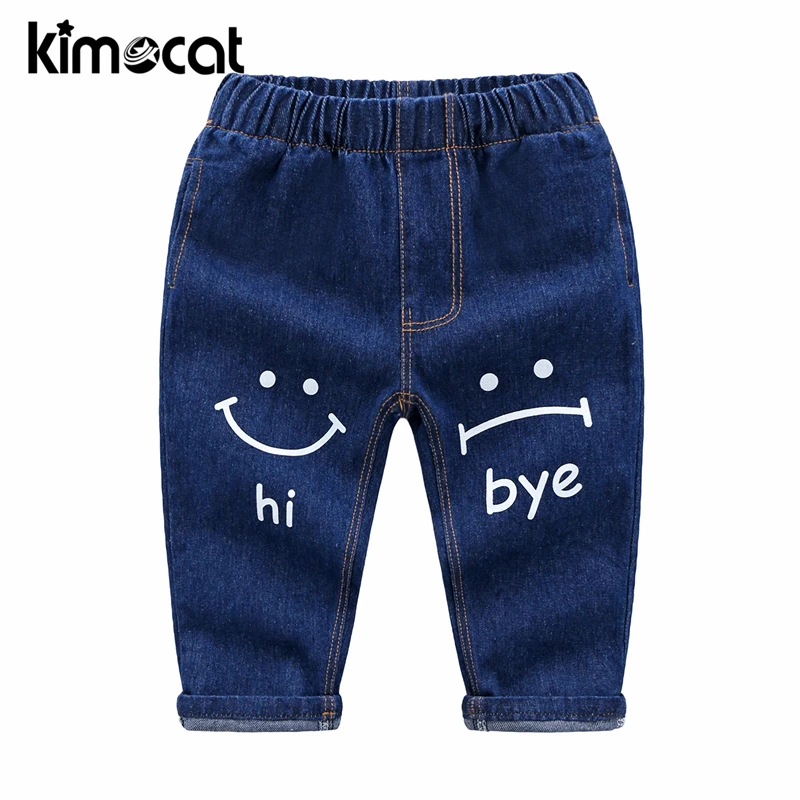 Джинсы Kimocat для мальчиков на весну и осень джинсовая одежда малышей повседневные
