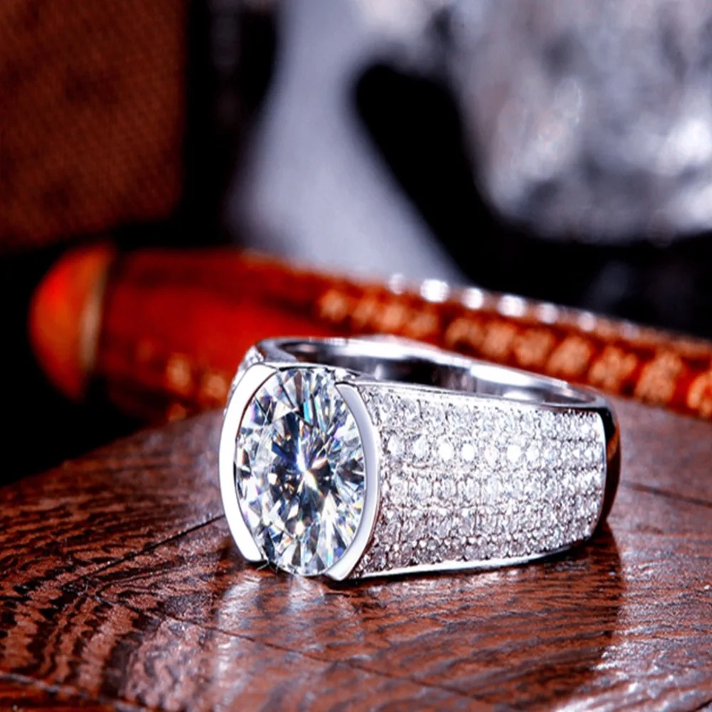 Moissanite обручальное кольцо роскошное 3 карат ct DF цветное лабораторное ромбовидное