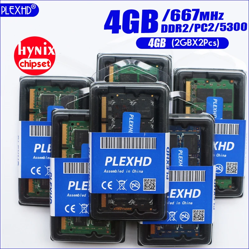 PLEXHD 4G 4 Гб (2GBX 2 шт) DDR2 pc2 5300 667 МГц 2RX8 память для ноутбука pc2-5300S ddr2 200pin оперативная
