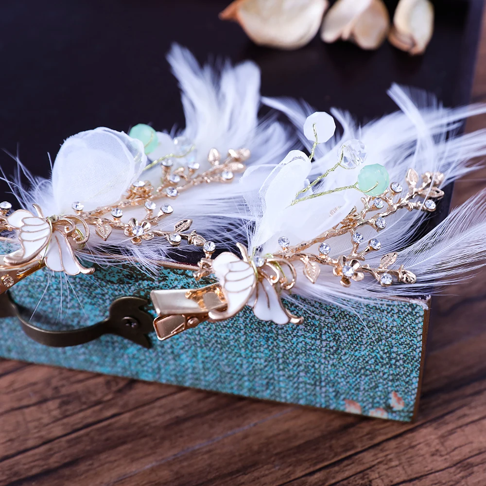 2 шт. искусственные заколки перья для волос золотого цвета дизайнерские