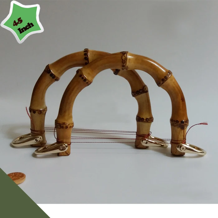 2 шт., 12X9 см два цвета бамбуковые ручки для сумок с металлическими Fastern Obag ручки Sangle Sac DIY бамбуковые ручки для сумок