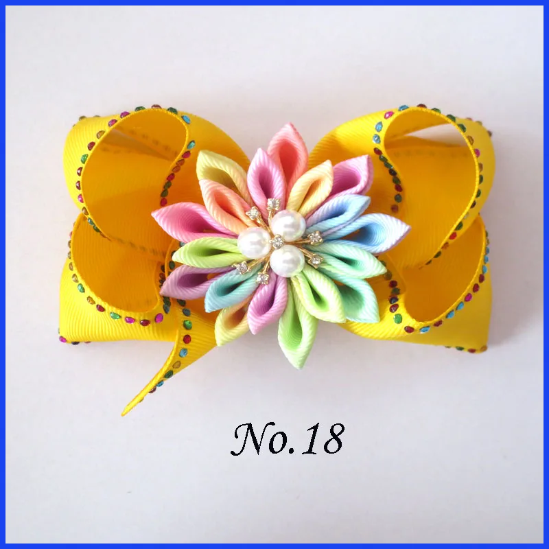 2 blessding Girl Rhinestone Rainbow 4," блеск ABC волос лук клип цветок