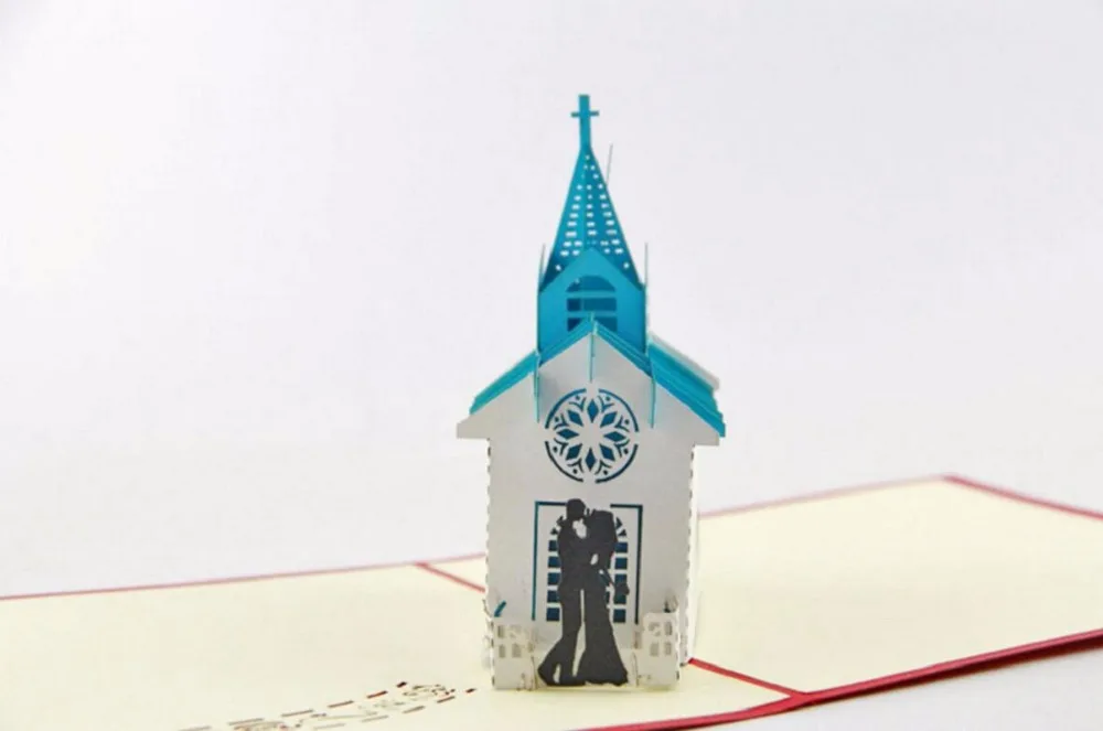 10 шт. Жених Невеста церковь Киригами ручной работы Оригами 3D всплывающие
