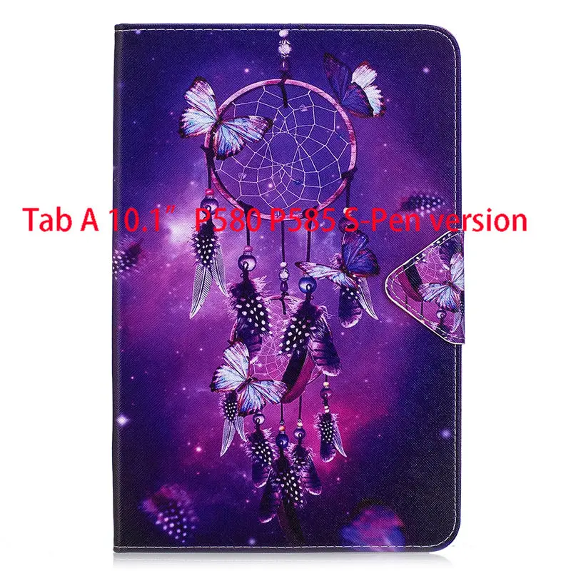 B072 Чехол для планшета для samsung Galaxy Tab A, A6, 10,1,, P580, P585, SM-P580, с S ручкой, чехол, модный, для девочек, с кошкой, с подставкой, кожаный чехол - Цвет: B072
