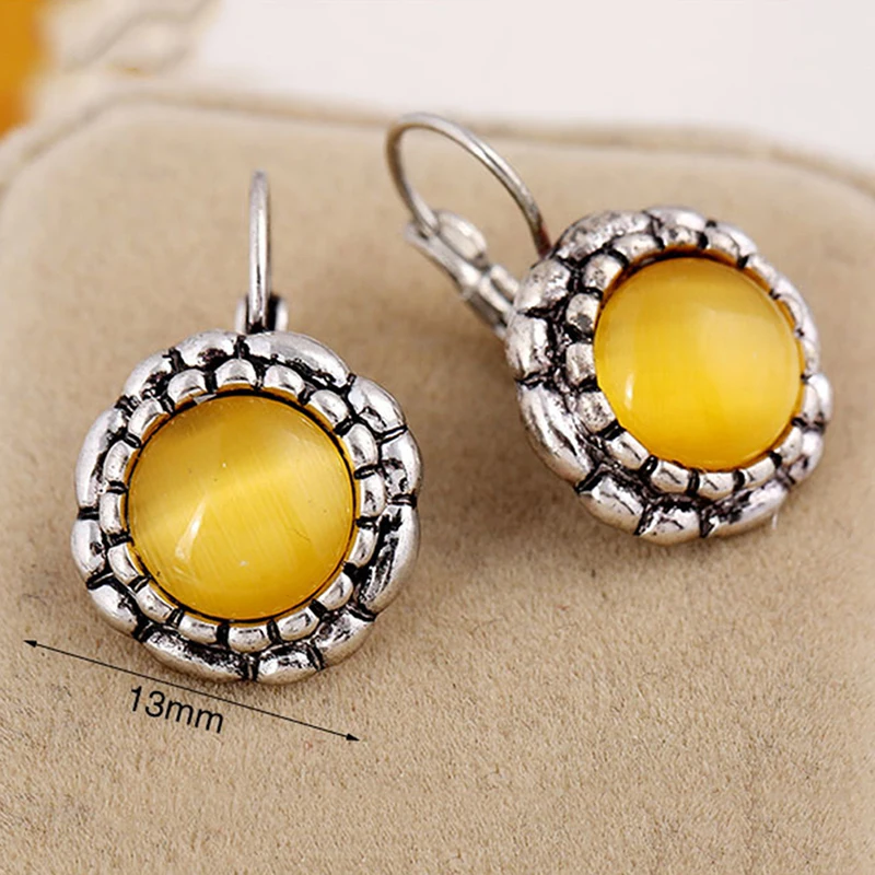 1 шт. модные Круглые Серьги с драгоценными камнями винтажные элегантные