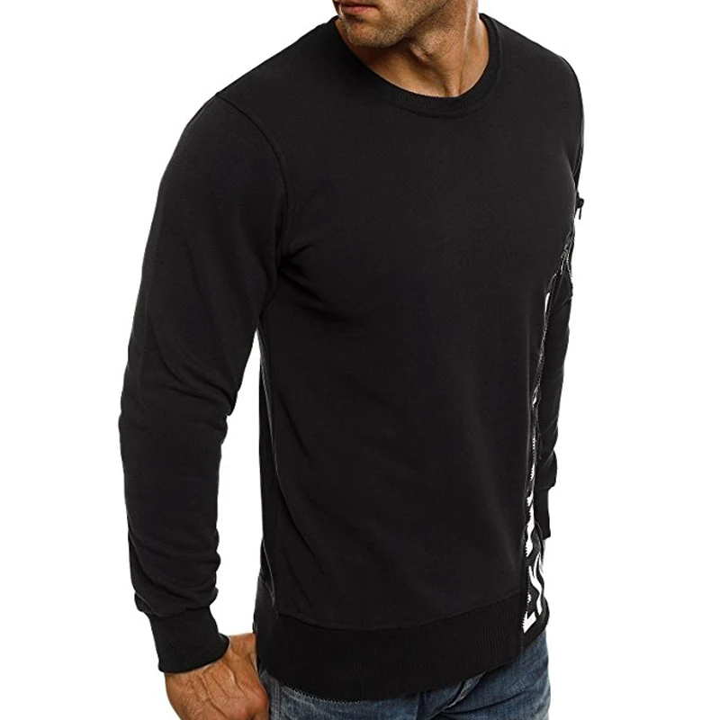 

Male 2018 Brand Long Sleeve Hip Hop Trend Letter Print Slanted Zipper T Shirt O-Neck Slim Men T-Shirt Tops Fashion Mens T-Shirt