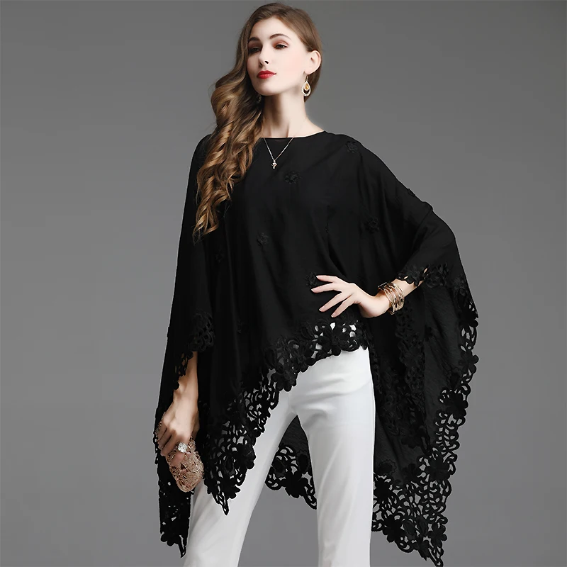 Женский винтажный Топ свободный ассиметричный топ с рукавами летучая мышь и