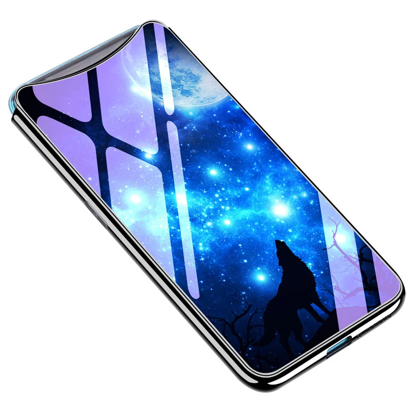 2PCS For OPPO Find X case cover fashion cartoon blue Tempered Glass back FindX phone cases fundas | Мобильные телефоны и