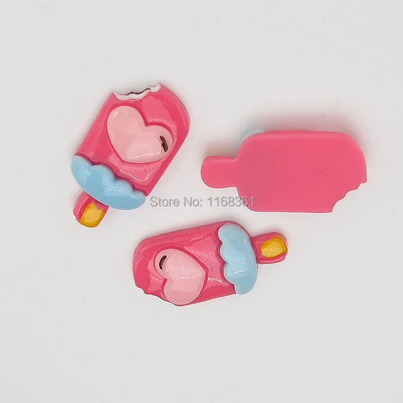 1 шт./лот резиновая плоская задняя часть ярко-розовая любовь мороженое 24 мм