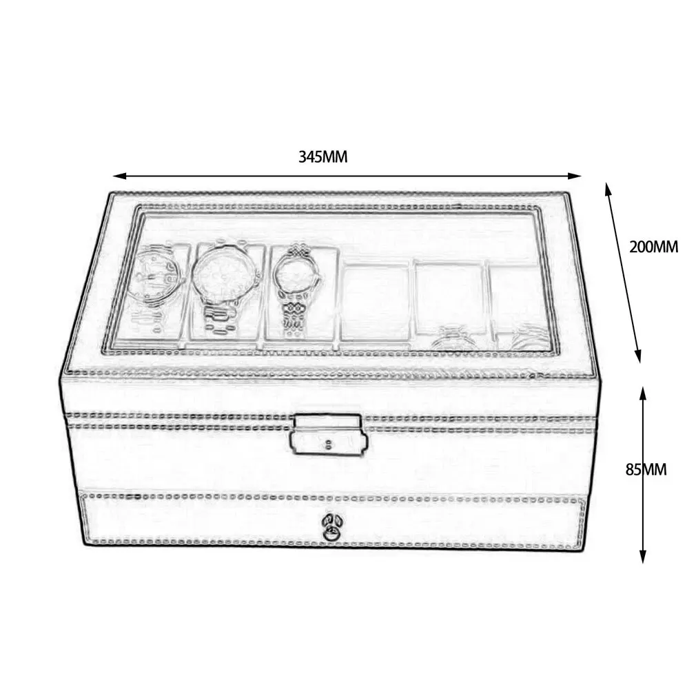 

Double Layers 12 Grids Slots Watch Box Leather Rings Bracelet Jewelry Holder Case Organizer Black Brown Colors Container Display