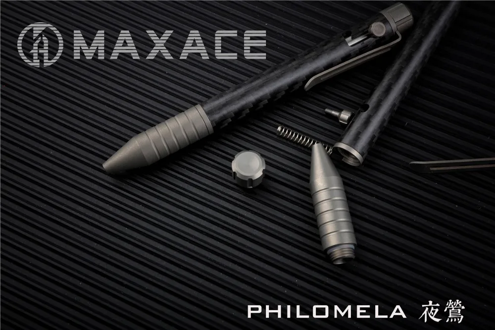 Maxace титан/углеродное волокно тактическая ручка Philomela