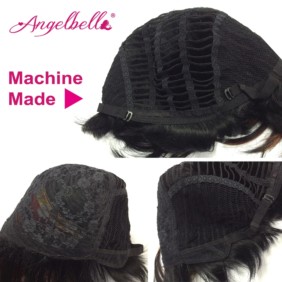 Angelbella 100 Парик Человеческих Волос с Полной Красочные Удары Природный боковая