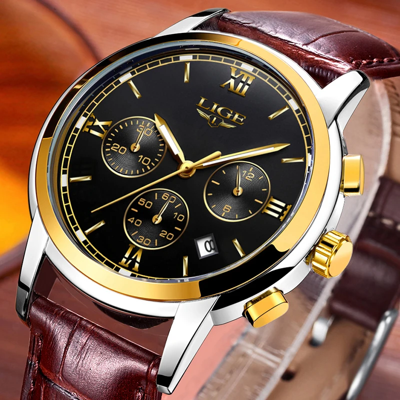 Relojes Hombre 2018 новые LIGE часы мужские роскошные Брендовые Часы кожаные модные