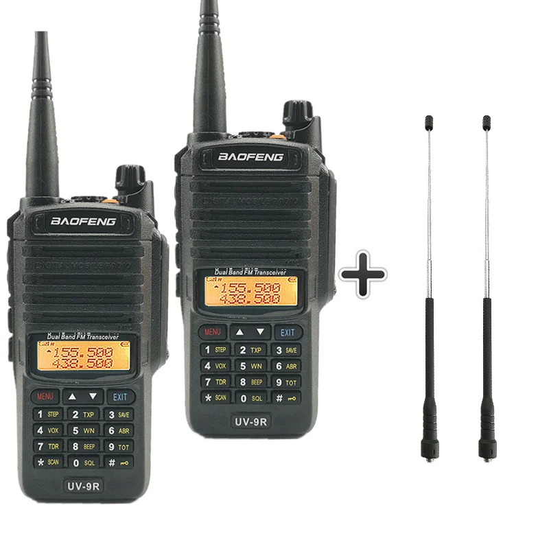 Add 2 long antenna 2 шт. Baofeng UV-9R пыле иди и болтай Walkie Talkie “иди и IP67 Водонепроницаемый любительской радиостанции УФ 9R двухстороннее радио CB Ham UV9R дальность 50 км - Цвет: Add 2 long antenna