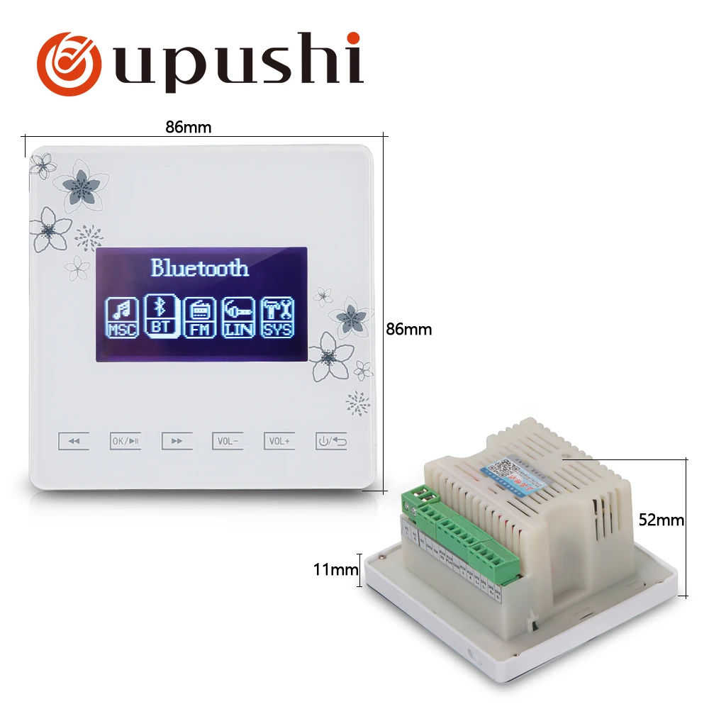Настенные аудио усилители OUPUSHI A0 для умного дома Bluetooth музыкальный плеер SD Aux FM