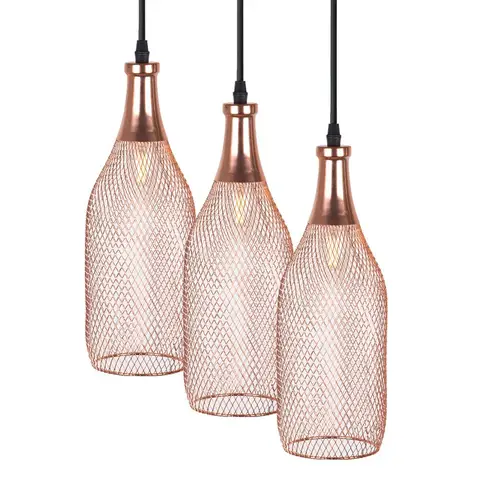Современная металлическая Подвесная лампа в виде бутылки с гальваническим покрытием, креативная Подвесная лампа в виде птичьей клетки цвета розового золота для ресторана, гостиной