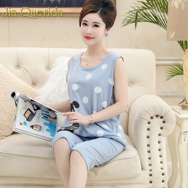 Пижама женская хлопковая летняя с принтом в горошек большого размера 4xl |