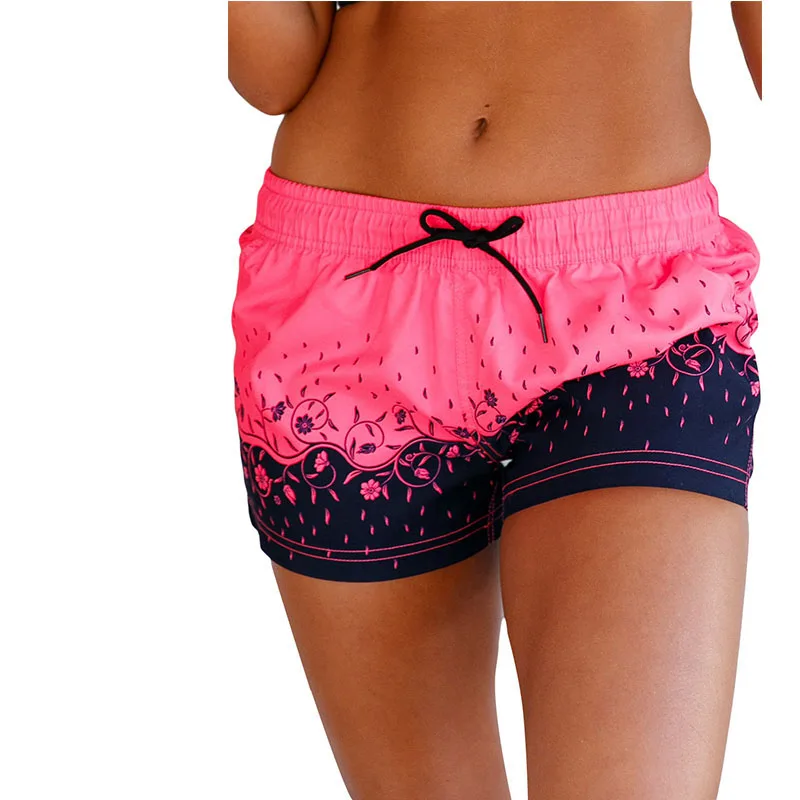 Женские пляжные шорты для серфинга черные бикини Шорты плавания с цветочным