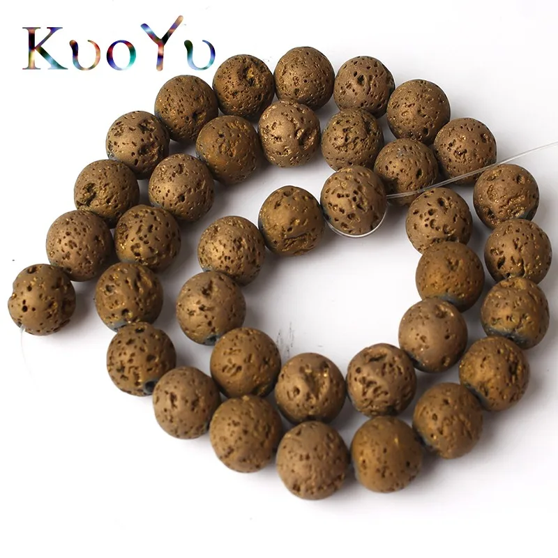 Красные медные бусины из лавового камня круглые для изготовления ювелирных