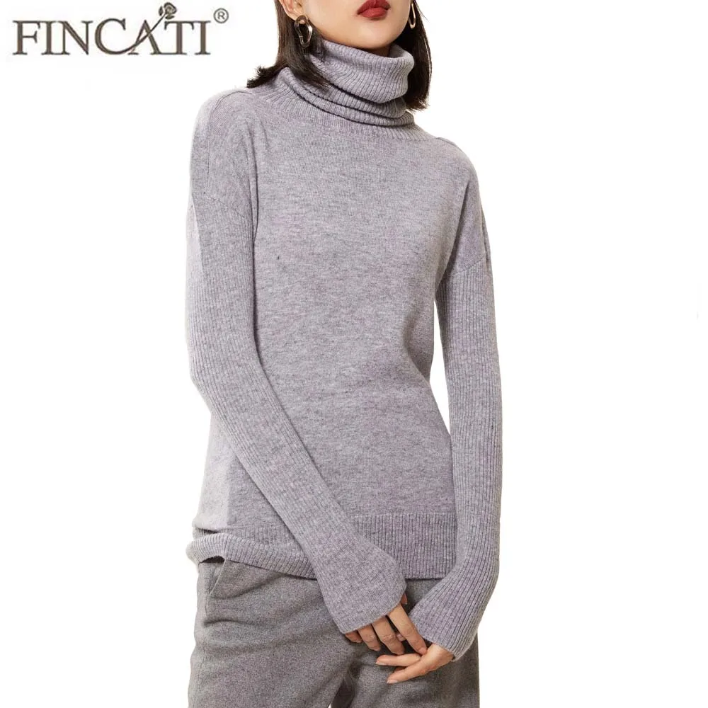 

100% Goat Cashmere Sweater Women Autumn Winter High-End Turtleneck Pile Collar Soft Fluffy Pullovers Tops