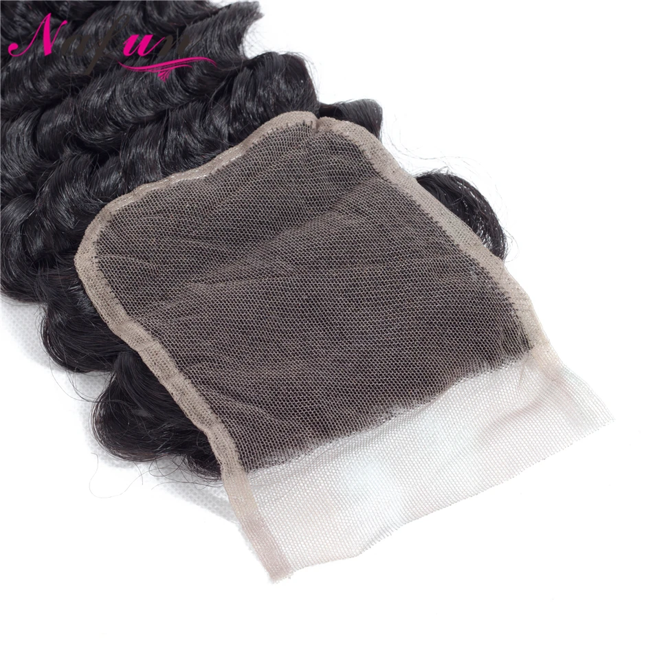 NAFUN волосы глубокая волна 4*4 закрытие шнурка бразильские человеческие