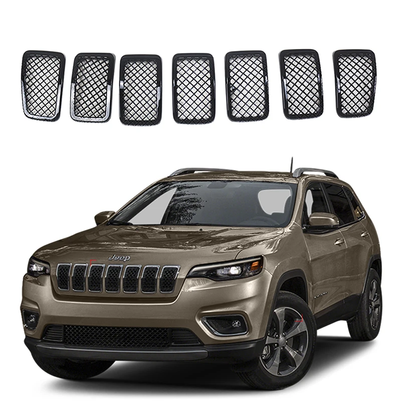 Лояльность для JEEP Cherokee наружная сетчатая вентиляционная рамка кольцевая решетка ABS Глянцевая черная отделка рамы Чехлы для автомобиля Стайлинг