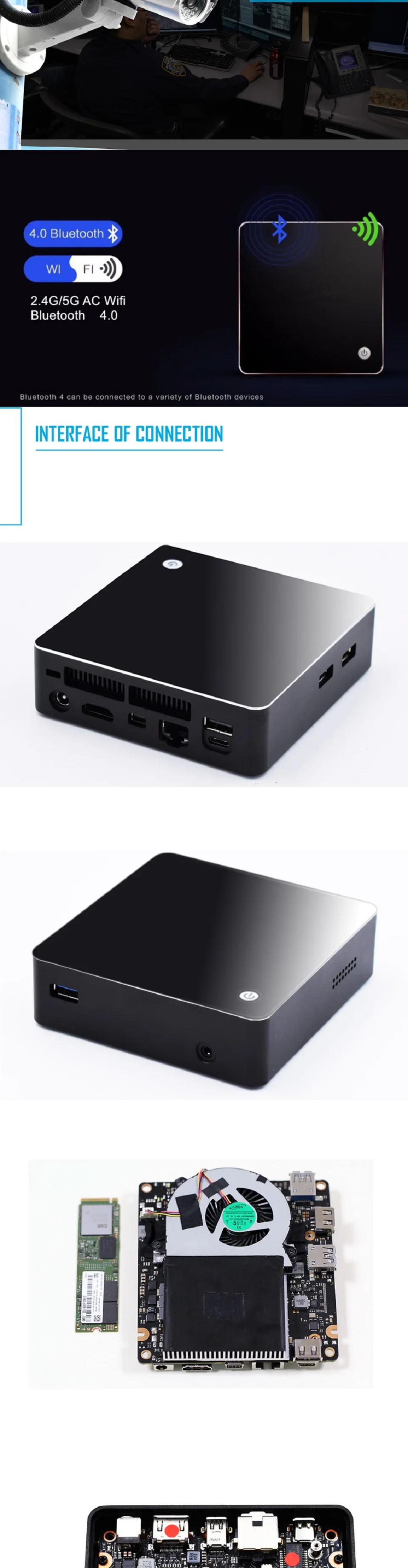 Причастником B15 Kaby Lake R Мини ПК Intel i5 8250U HDMI DP дисплей 2,4G/5G Wifi B/G/N/AC+ bluetooth