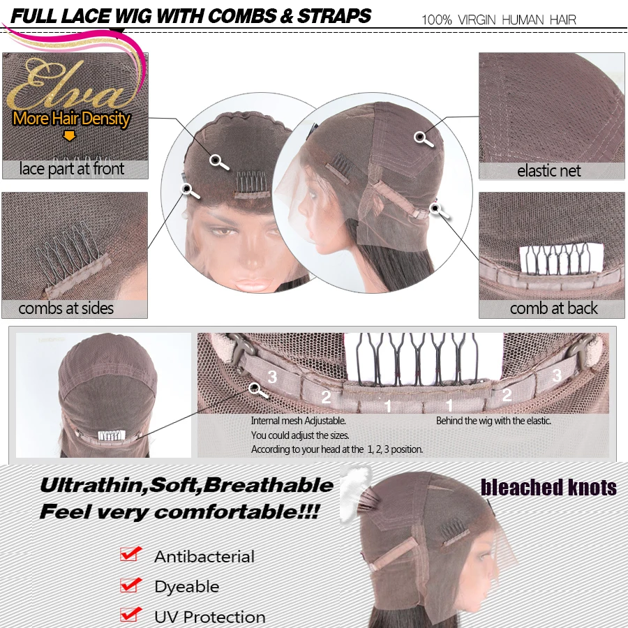 8А Короткий Боб Парик Полный Шнурок Человеческих Волос Парики Для Черного