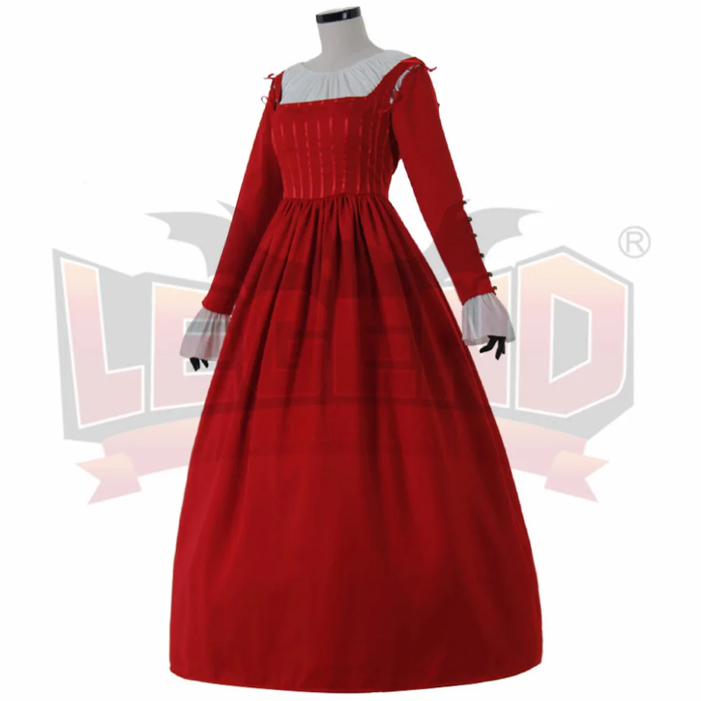 Женское вечернее платье красного средневекового эпохи викторианской костюмы в
