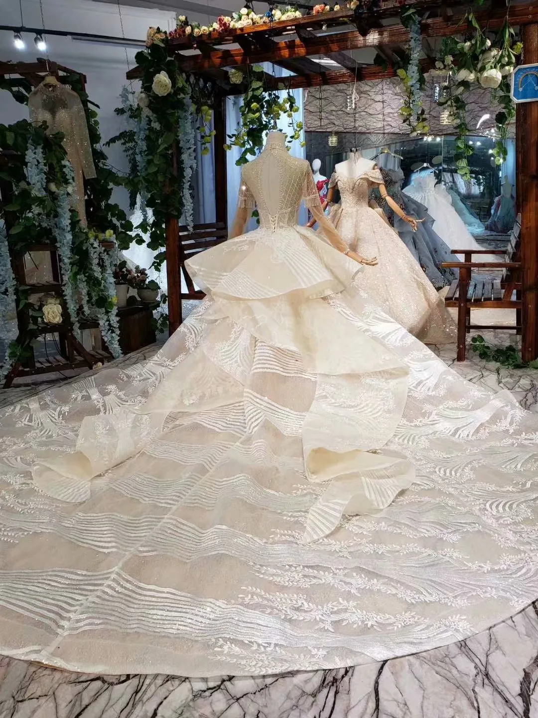Vestido De Noiva 2m Роскошные свадебные платья с бисером свадебное платье длинным