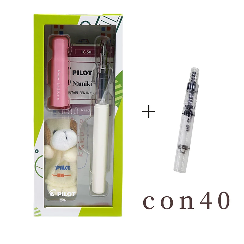 pink with converter Pilot Japan Kakuno авторучка с 6 чернилами картридж фигурки на пальцы для студентов из нержавеющей стали kawaii улыбающееся лицо - Цвет: pink with converter