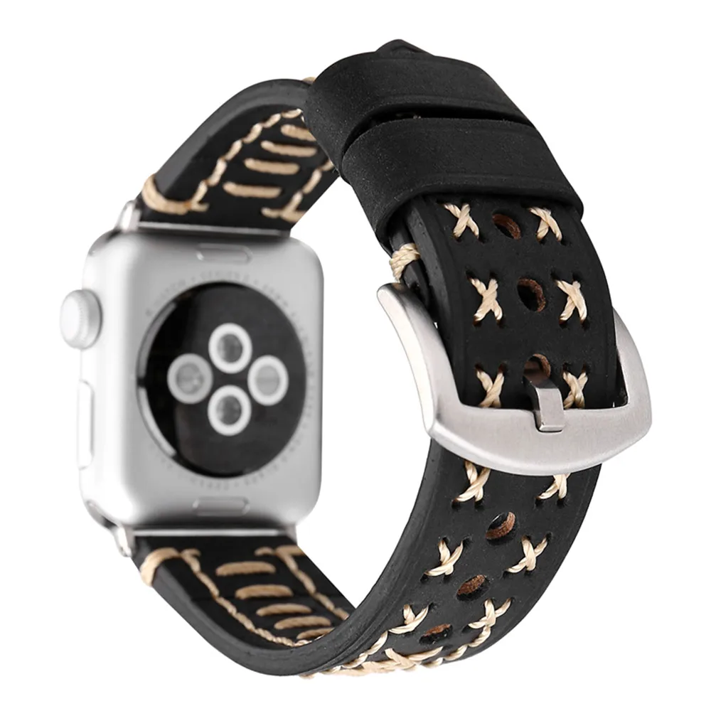 Ремешок кожаный для Apple Watch band 44 мм 40 42 38 браслет ручной работы из натуральной кожи