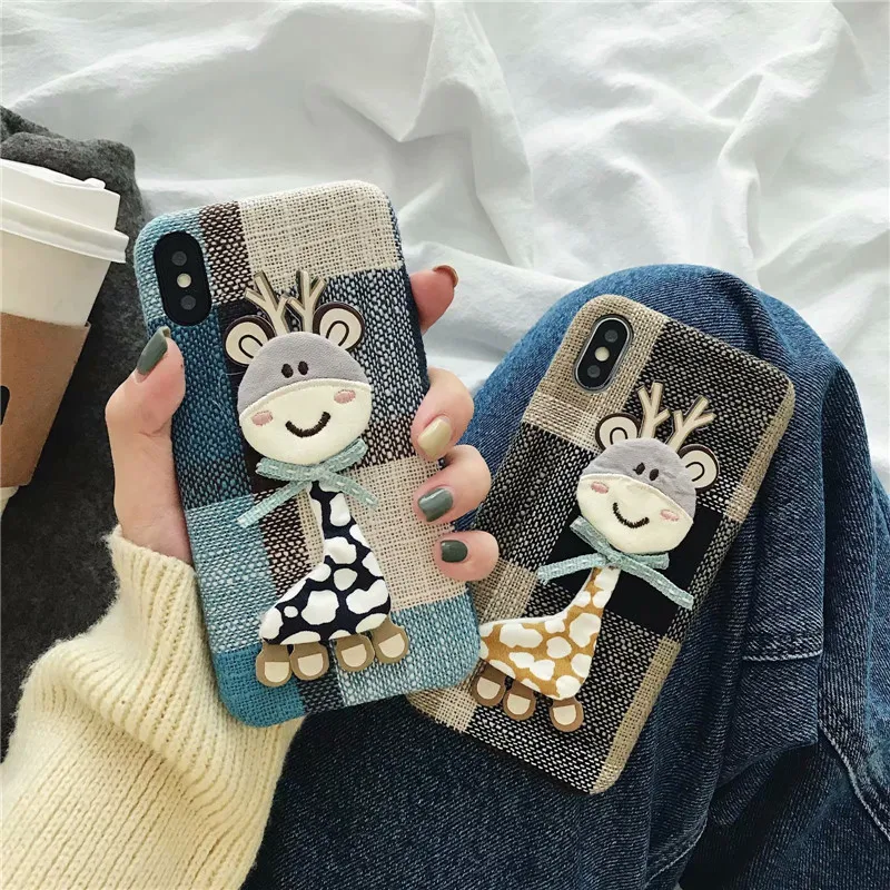 DISCASE Fashion Cloth Velvet Phone Case For iphone XS XR Max X 8 7 6 6s plus 3D Stereo Cute Cartoon Animal Bow Half Pack Capa | Мобильные
