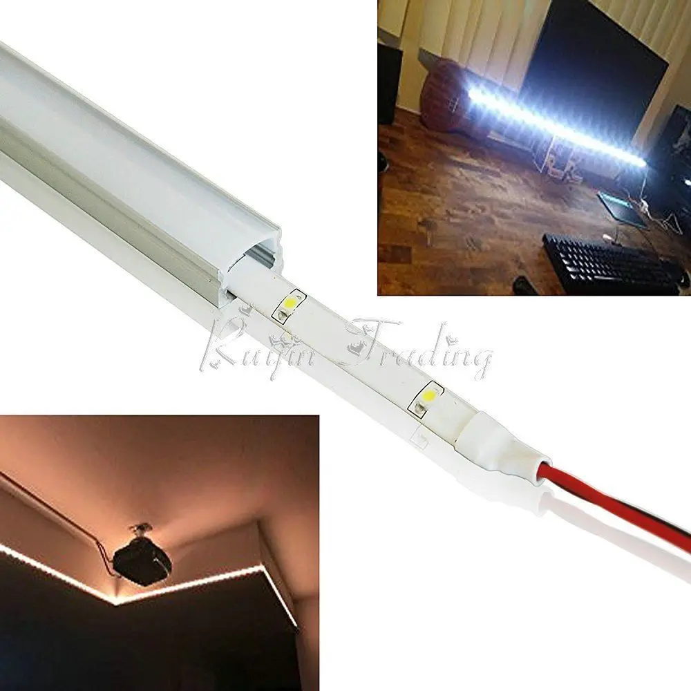 50cm U YW V Shape Aluminum Channel Holder For Bar Under Cabinet Led Rigid Light Lamp Profile Clips Strip Cover With 2 Buckle |