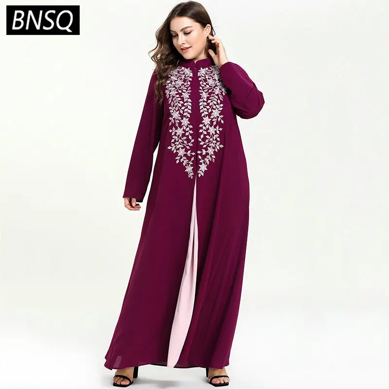 BNSQ плюс размер женское длинное платье нежная Цветочная вышивка макси платья